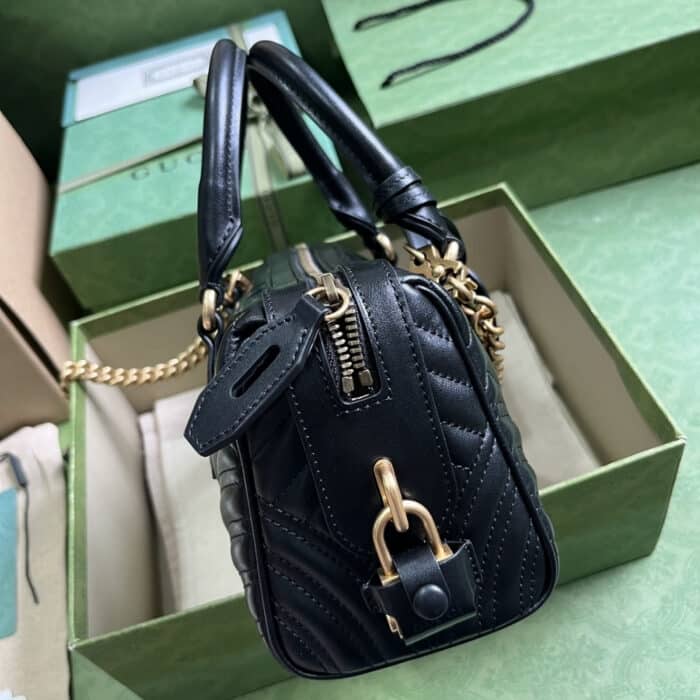 Gucci Marmont Small Top Handle Bag Black 27 cm 746319 AABZB 1000 - Image 5