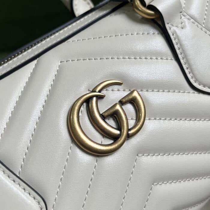 Gucci Marmont Small Top Handle Bag White 27 cm 746319 AABZB 9022 - Image 5