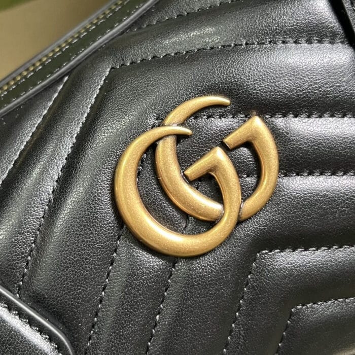 Gucci Marmont Small Top Handle Bag Black 27 cm 746319 AABZB 1000 - Image 6