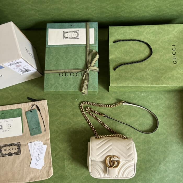 Gucci Marmont Mini Bag White 18cm 739682 AABZC 9022 - Image 9
