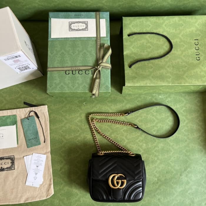 Gucci Marmont Mini Bag Black 18cm ‎739682 AABZC 1000 - Image 9