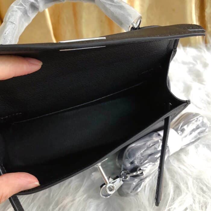 Hermes Kelly Mini Epsom Handbag Black 22cm - Image 7