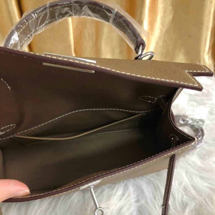 Hermes Kelly Mini Epsom Handbag Etoupe 22cm - Image 7
