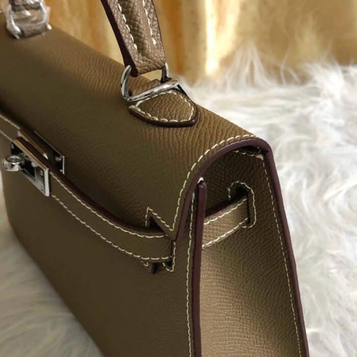 Hermes Kelly Mini Epsom Handbag Etoupe 22cm - Image 6