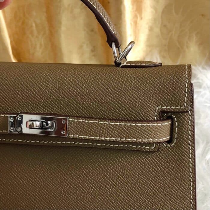 Hermes Kelly Mini Epsom Handbag Etoupe 22cm - Image 5