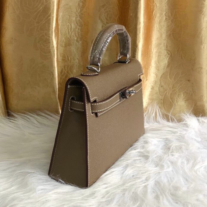Hermes Kelly Mini Epsom Handbag Etoupe 22cm - Image 4