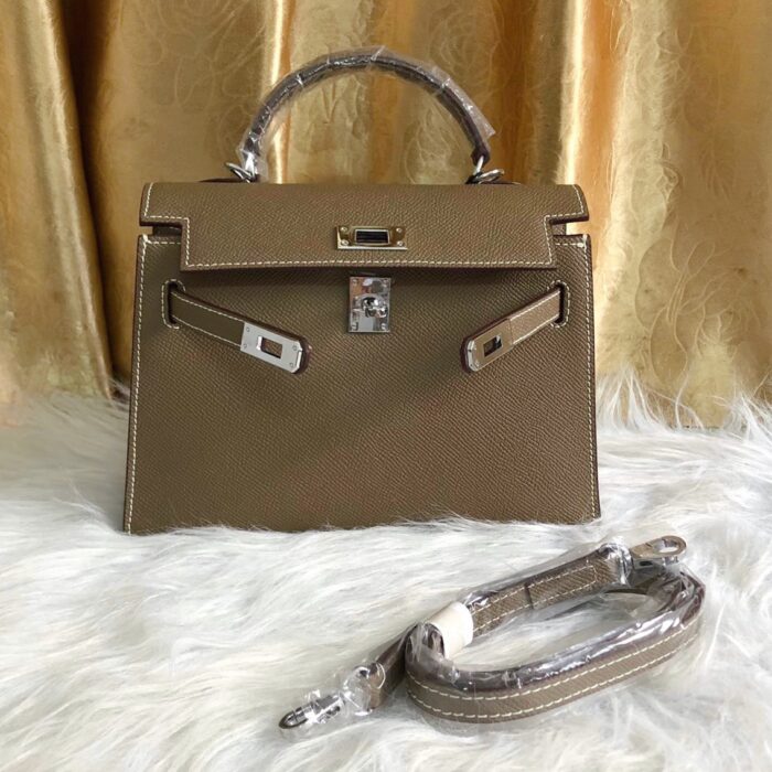 Hermes Kelly Mini Epsom Handbag Etoupe 22cm - Image 2