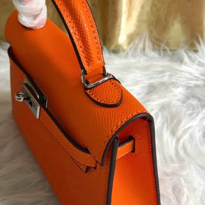 Hermes Kelly Mini Epsom Handbag Orange 22cm - Image 7