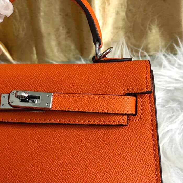 Hermes Kelly Mini Epsom Handbag Orange 22cm - Image 6