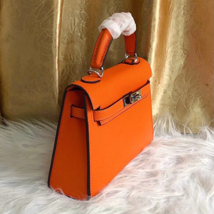 Hermes Kelly Mini Epsom Handbag Orange 22cm - Image 5