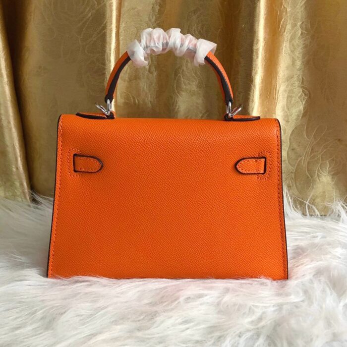 Hermes Kelly Mini Epsom Handbag Orange 22cm - Image 4