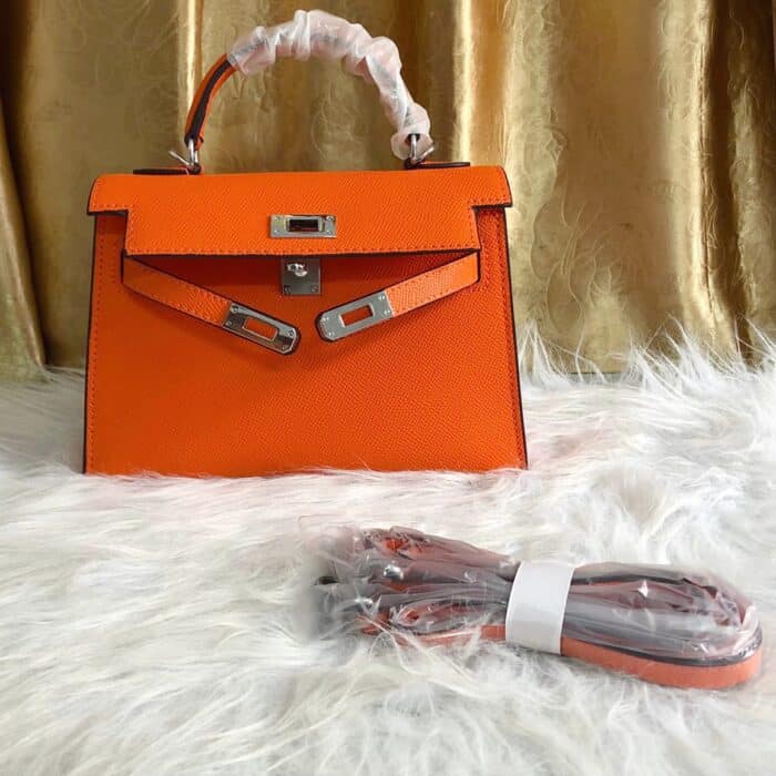 Hermes Kelly Mini Epsom Handbag Orange 22cm - Image 3