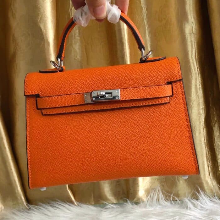 Hermes Kelly Mini Epsom Handbag Orange 22cm - Image 2
