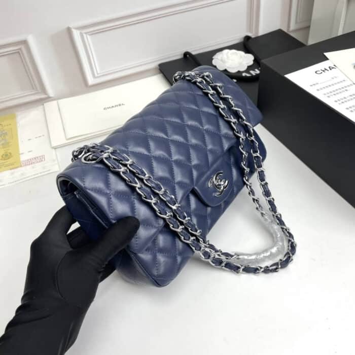 Chanel Classic Double Flap Bag Dark Blue 25cm - Image 2