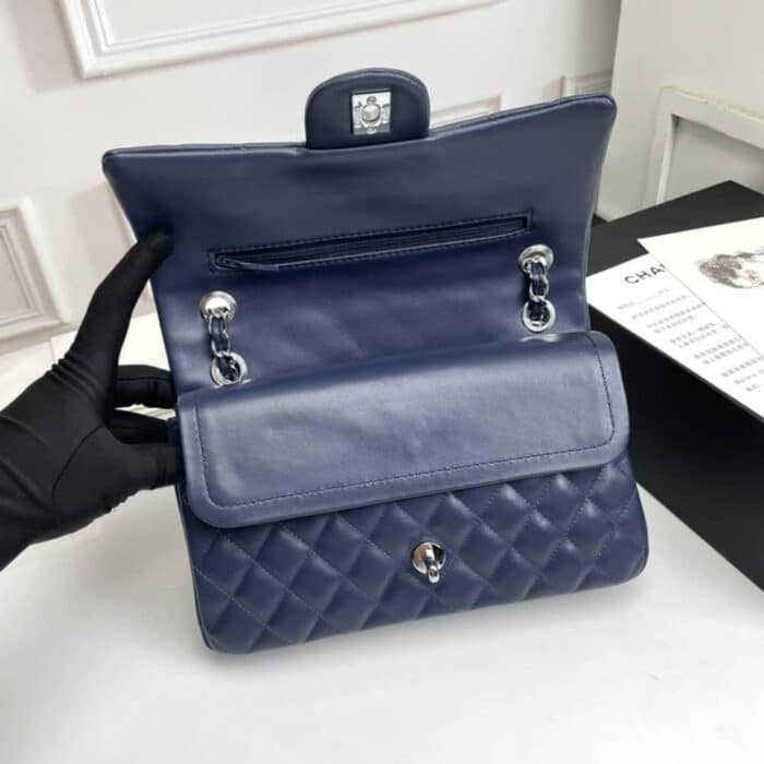Chanel Classic Double Flap Bag Dark Blue 25cm - Image 3