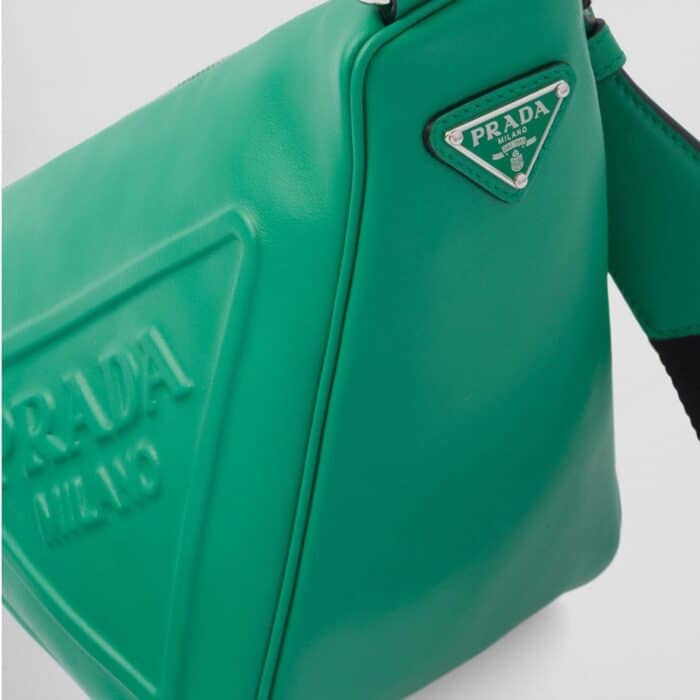 Prada Triangle Leather Shoulder Bag Green 27cm - Image 3