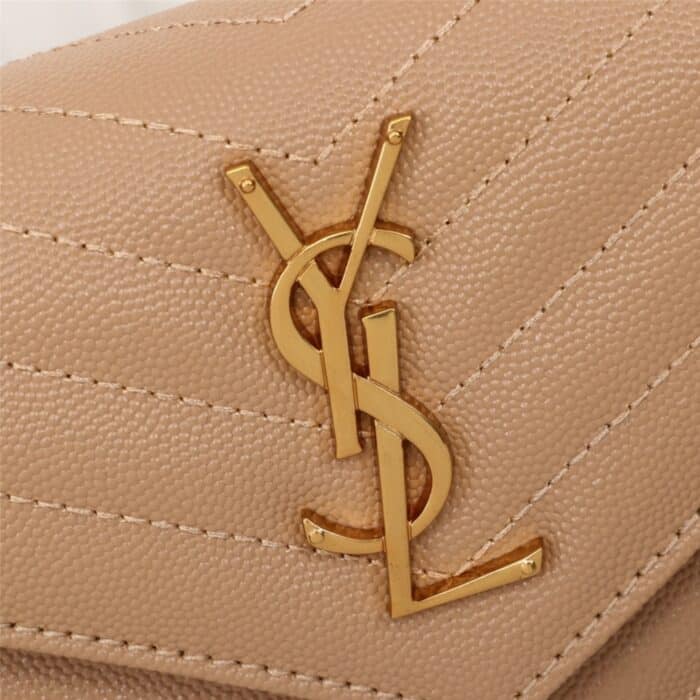 Saint Laurent Cassandre Envelope Chain Wallet Dark Beige 20cm - Image 4