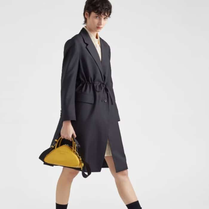 Prada Triangle Leather Bag Yellow 25Cm - Image 5