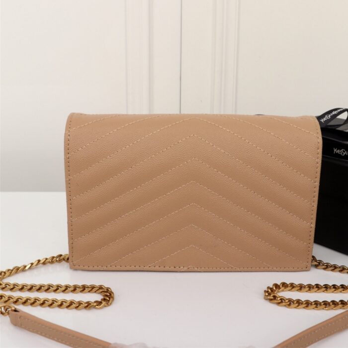 Saint Laurent Cassandre Envelope Chain Wallet Dark Beige 20cm - Image 5