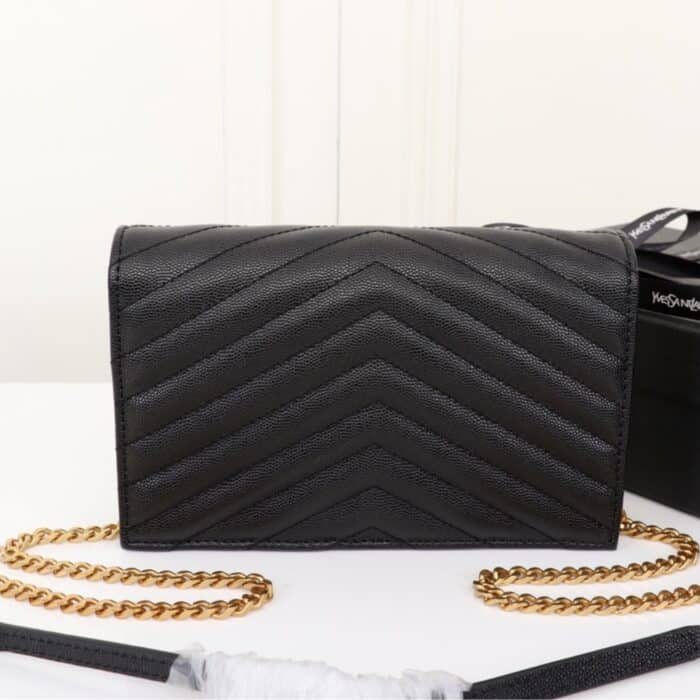 Saint Laurent Cassandre Envelope Chain Wallet Black 20cm - Image 7
