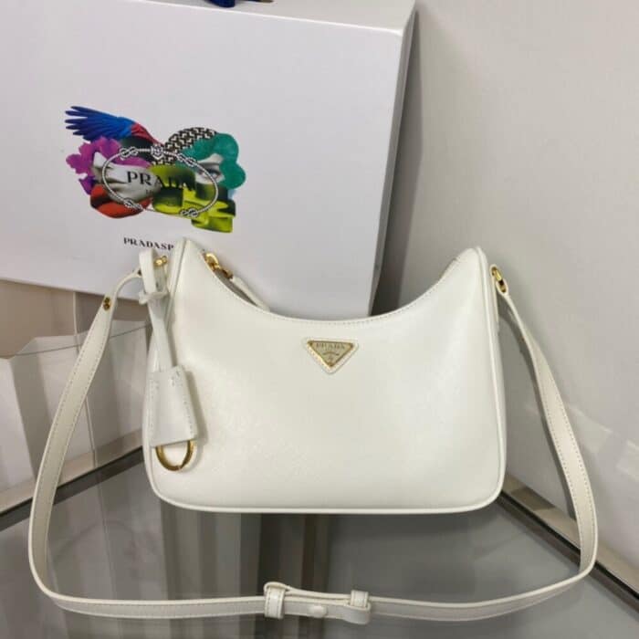 Prada Re-Edition Saffiano White 22cm - Image 3