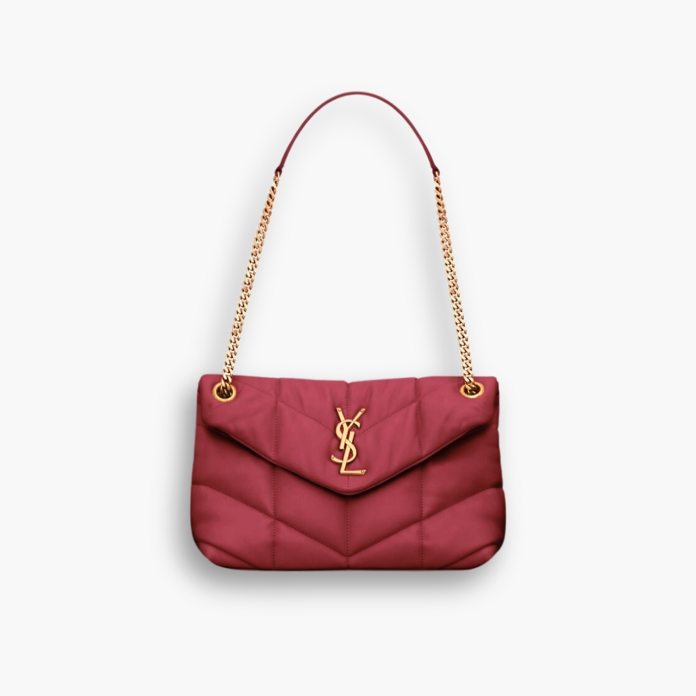 Saint Laurent Loulou Puffer Small Leather Shoulder Bag Red 29cm 5774761EL076937