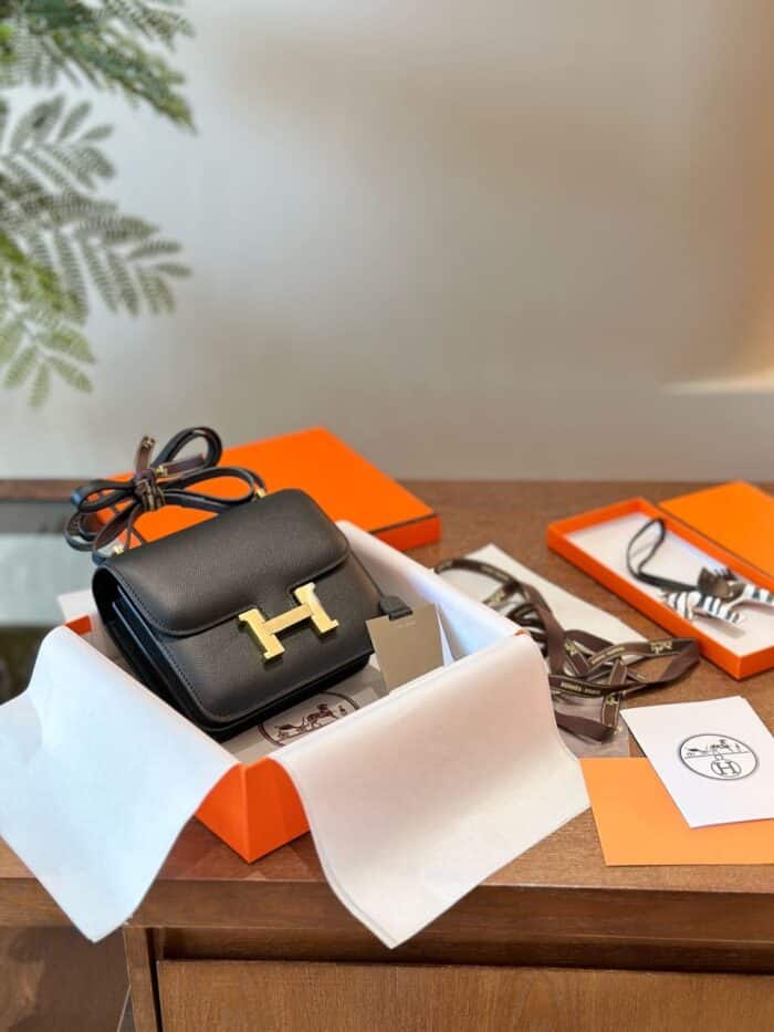 Hermes Lizard Constance Mini Shoulder Bag Black 20cm - Image 4
