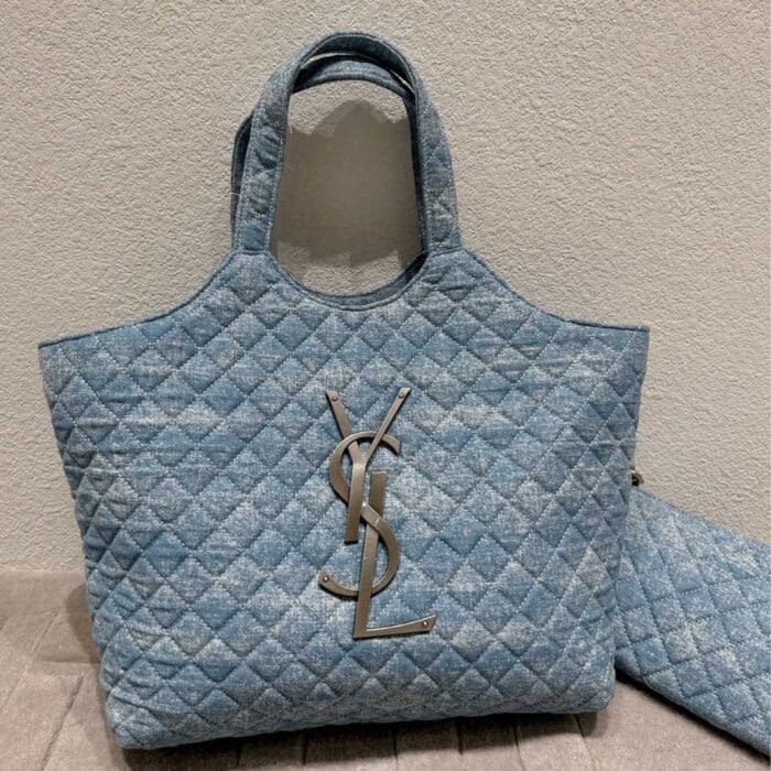 Saint Laurent Icare Maxi Shopping Bag Blue 40cm - Image 2