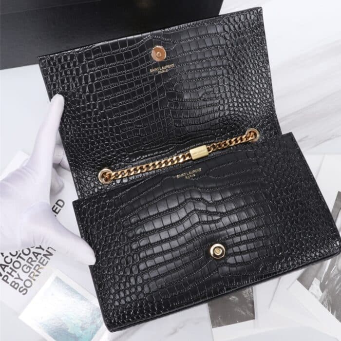 Saint Laurent Kate Medium Tassel In Crocodile Black 24cm - Image 4