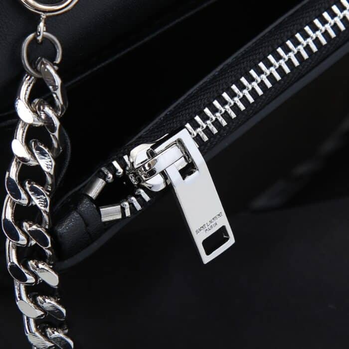 Saint Laurent Kate Small In Grain De Poudre Mirror Effect Black 20Cm - Image 4