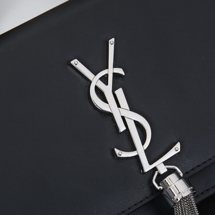 Saint Laurent Kate Small In Grain De Poudre Mirror Effect Black 20Cm - Image 5