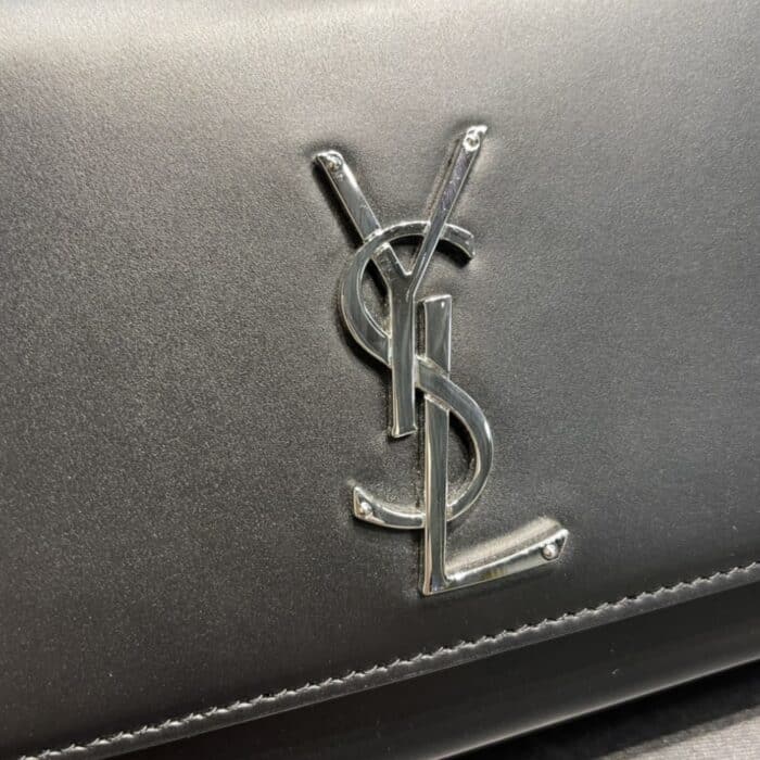 Saint Laurent Kate Medium In Grain De Poudre Mirror Effect Black 24cm - Image 5