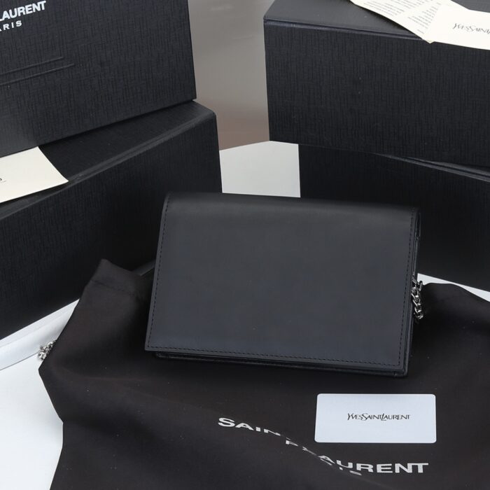 Saint Laurent Kate Small In Grain De Poudre Mirror Effect Black 20Cm - Image 6