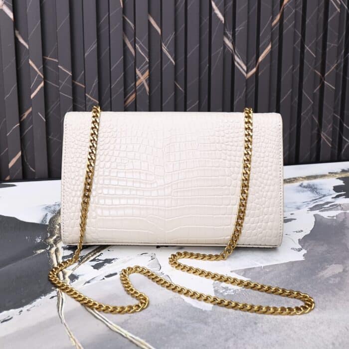 Saint Laurent Kate Medium Tassel In Crocodile White 24cm - Image 7