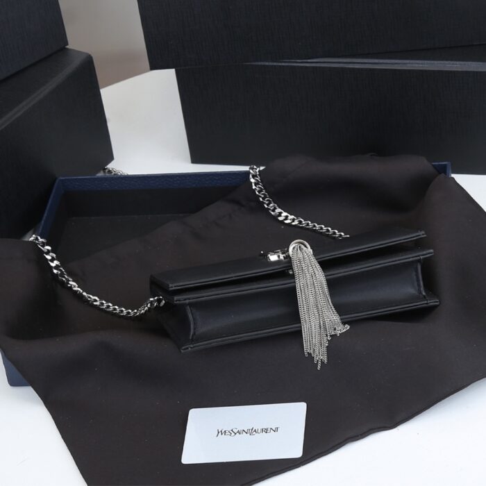 Saint Laurent Kate Small In Grain De Poudre Mirror Effect Black 20Cm - Image 9