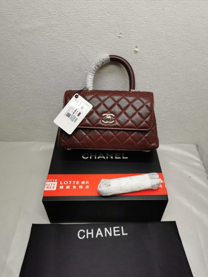 Chanel Coco Top Handle Flap Bag Garnet Red 26cm - Image 6