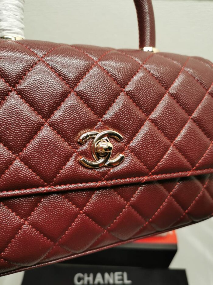 Chanel Coco Top Handle Flap Bag Garnet Red 26cm - Image 7