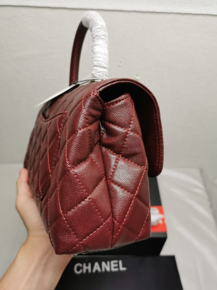 Chanel Coco Top Handle Flap Bag Garnet Red 26cm - Image 8