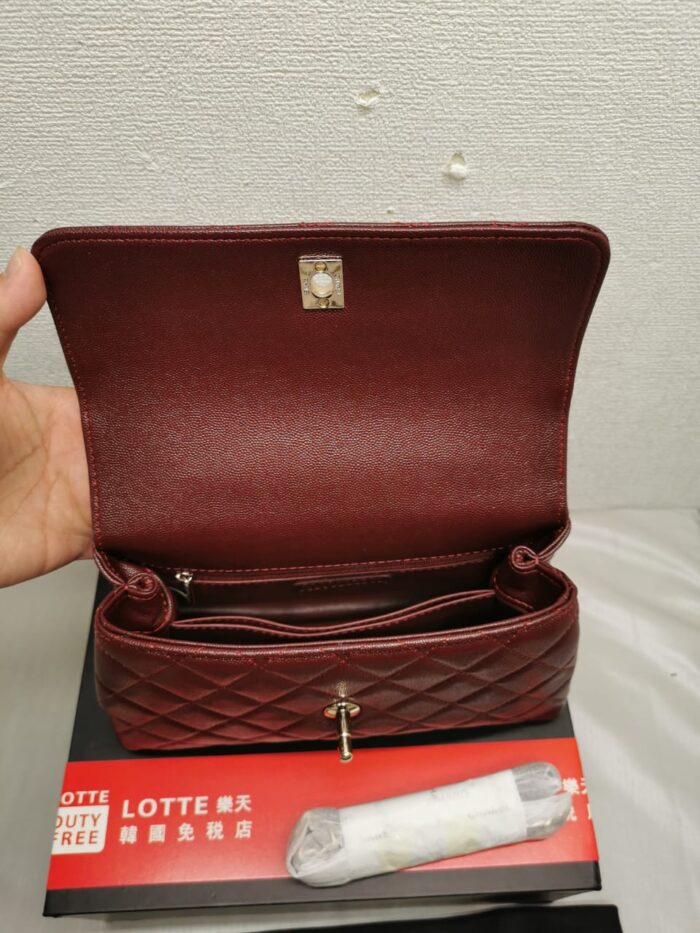 Chanel Coco Top Handle Flap Bag Garnet Red 26cm - Image 4