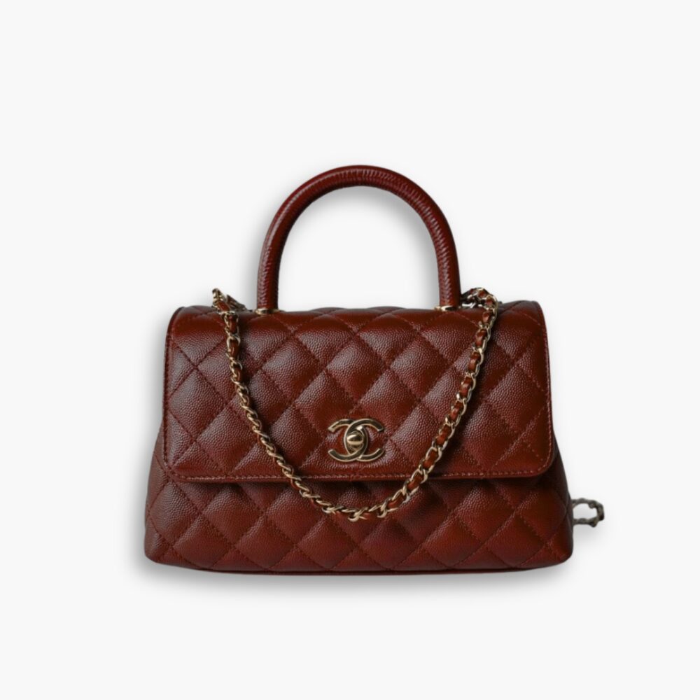 Chanel Coco Top Handle Flap Bag Garnet Red 26cm