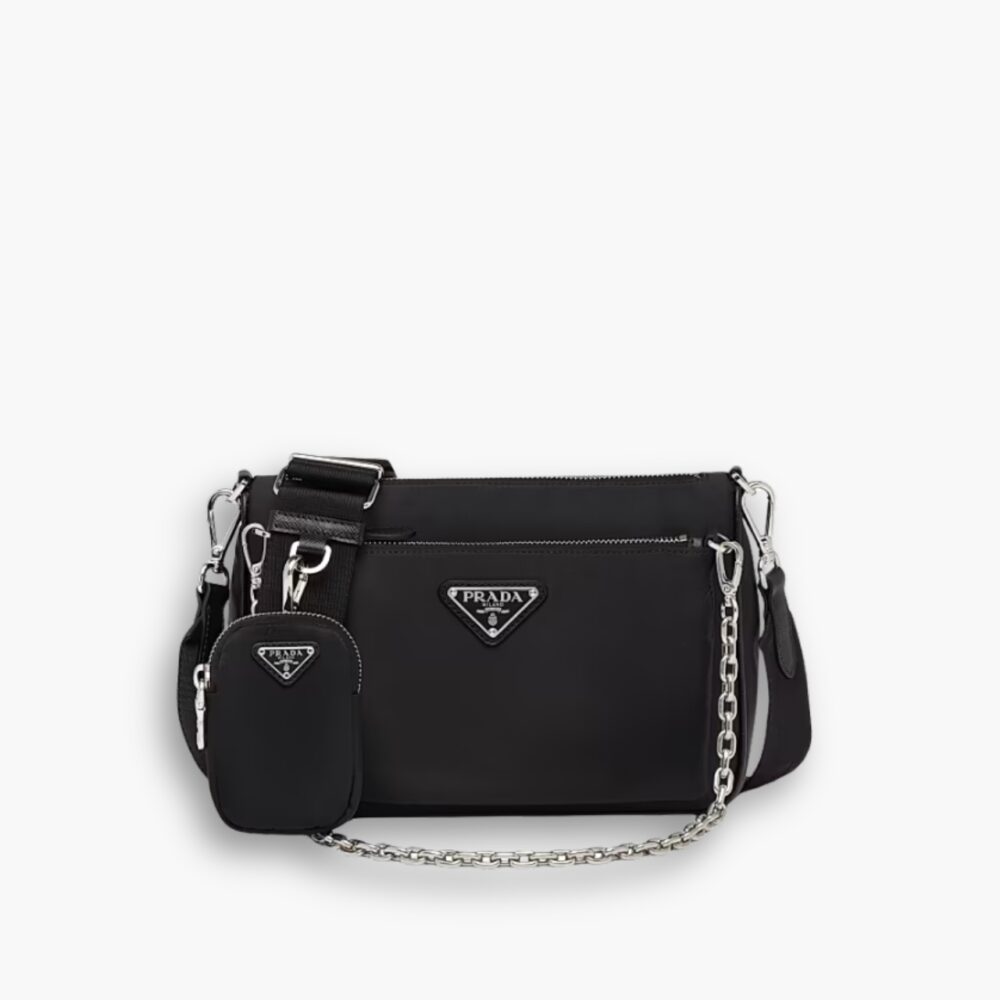 Prada Re Nylon Shoulder Bag Black 23Cm