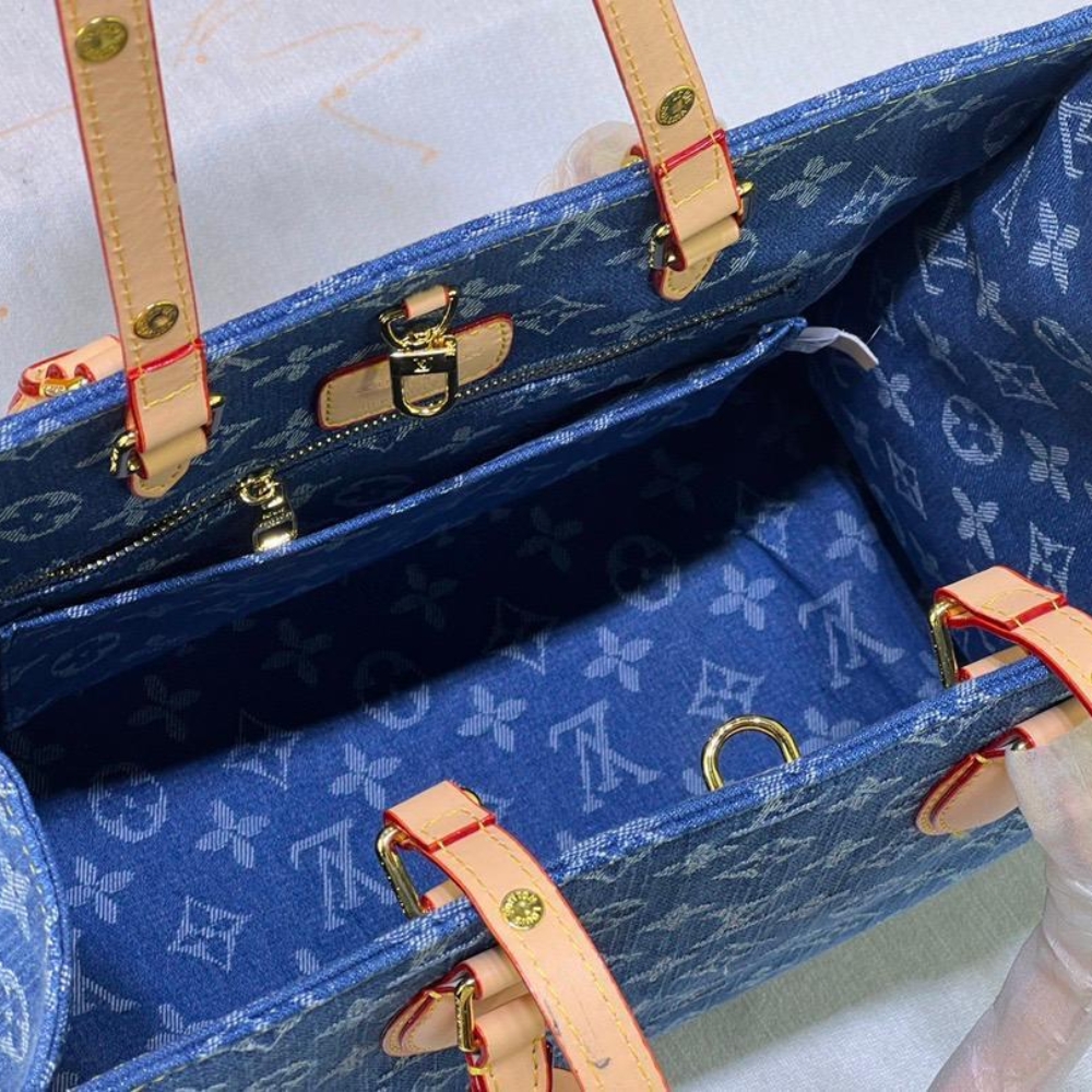 Louis Vuitton Onthego Tote Bag Denim Blue 35cm - Image 4