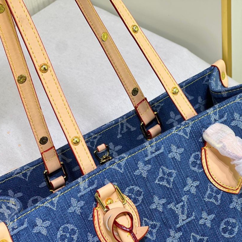 Louis Vuitton Onthego Tote Bag Denim Blue 35cm - Image 6