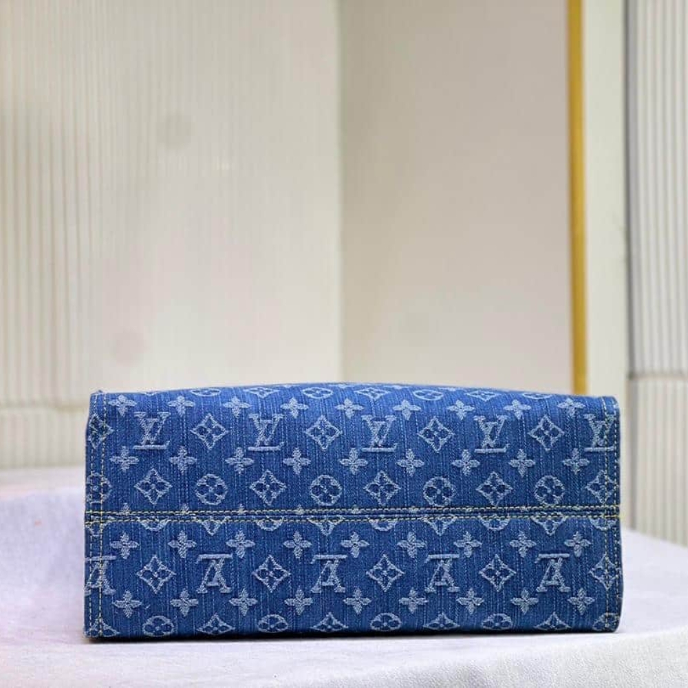 Louis Vuitton Onthego Tote Bag Denim Blue 35cm - Image 8