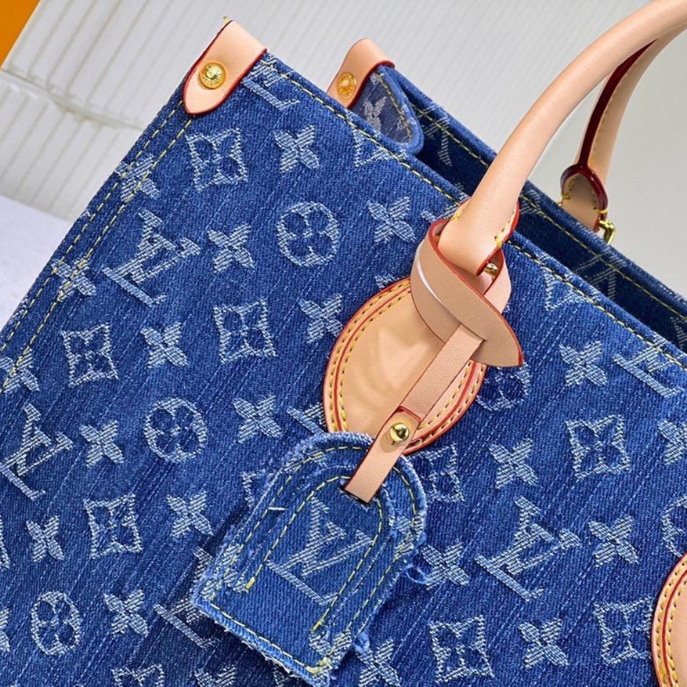 Louis Vuitton Onthego Tote Bag Denim Blue 35cm - Image 7