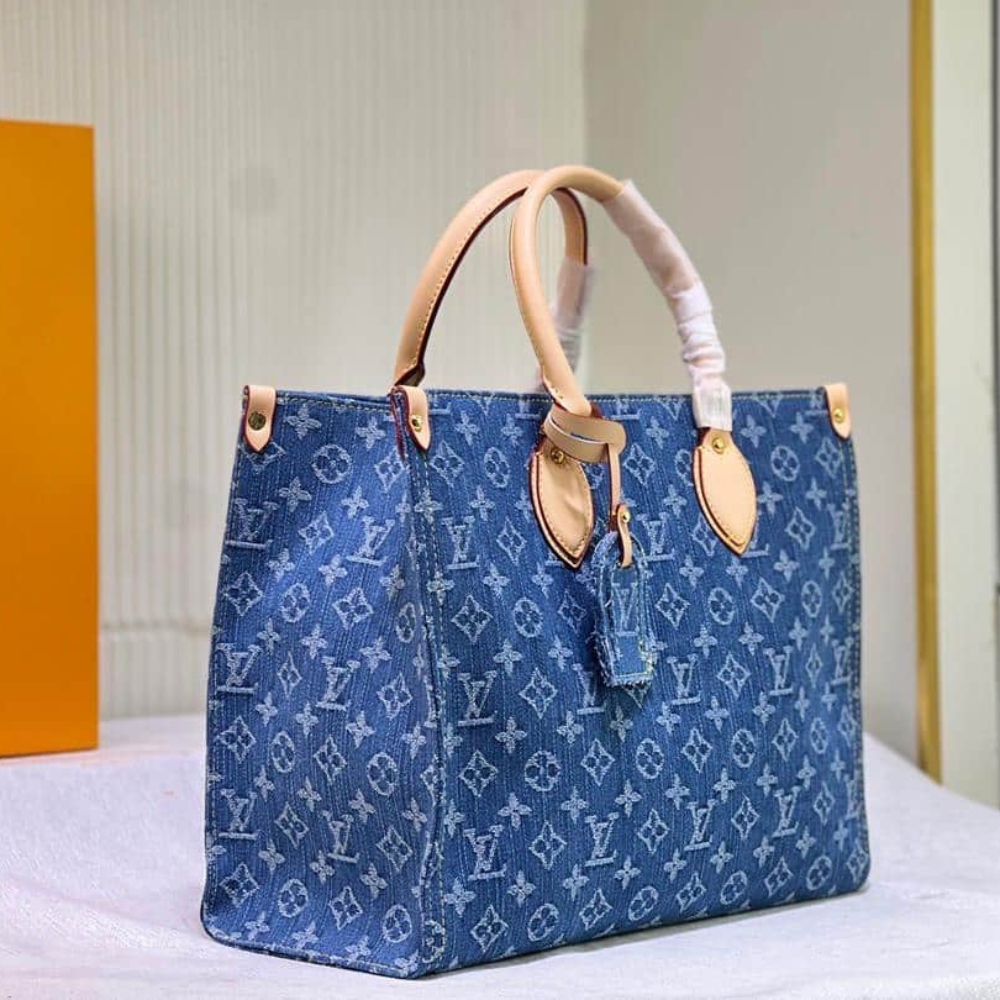 Louis Vuitton Onthego Tote Bag Denim Blue 35cm - Image 3