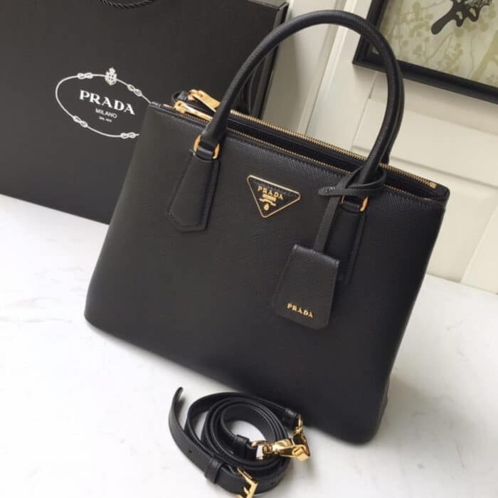 Prada Saffiano Leather Double Black 25Cm - Image 3