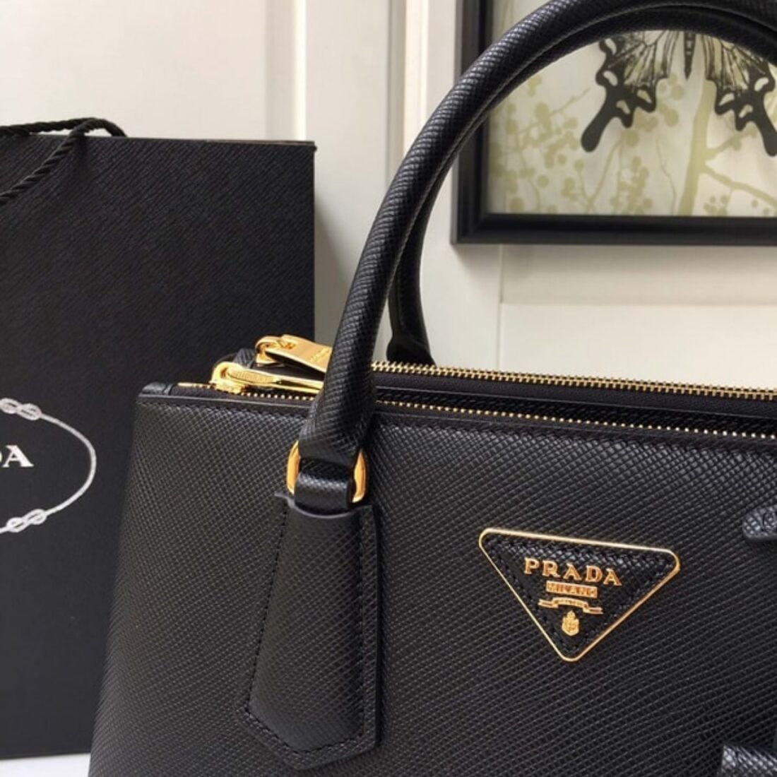 Prada Saffiano Leather Double Black 25Cm - Image 4