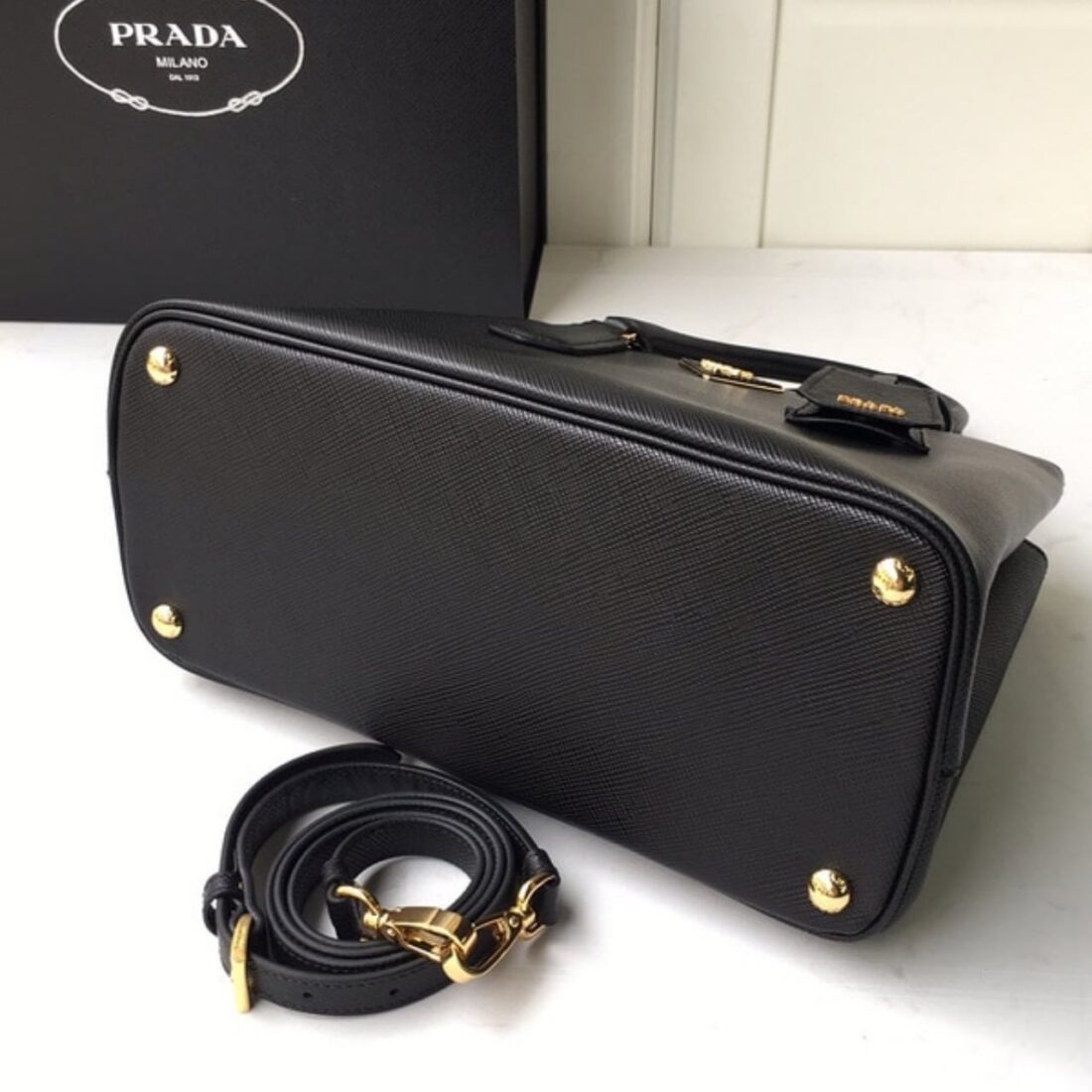 Prada Saffiano Leather Double Black 25Cm - Image 6