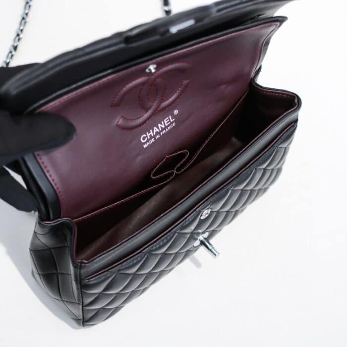 Chanel Classic Double Flap Bag Black Leather 30cm - Image 5